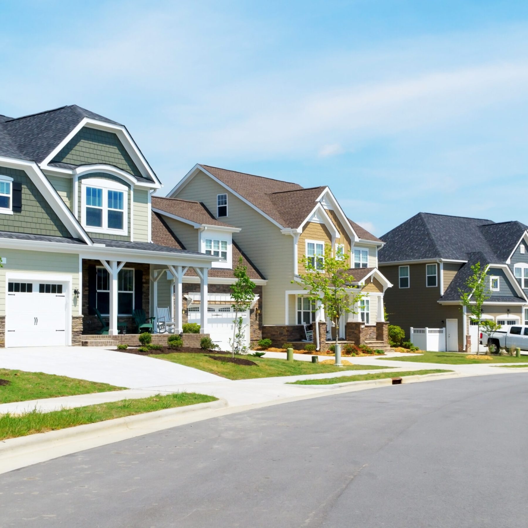 Street of suburban homes